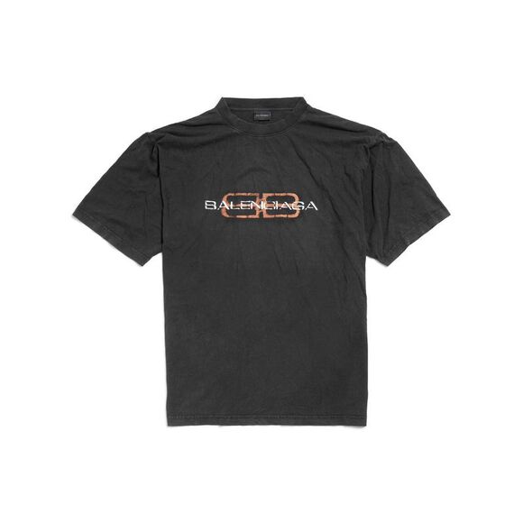 Balenciaga Men Bb Icon Stencil Medium Fit T-Shirt In Faded Jersey - Picture 1 of 2